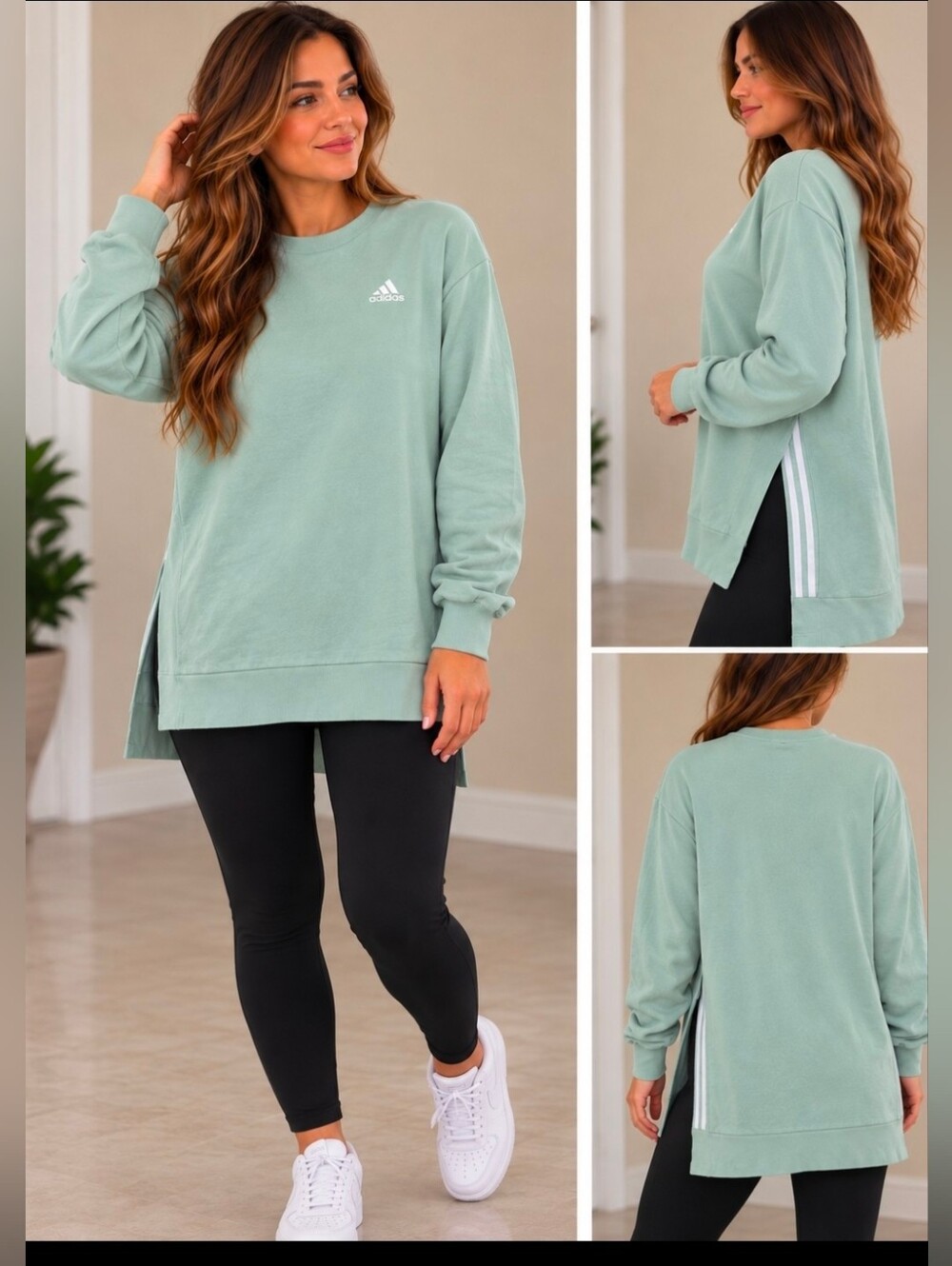 Adidas Women’s Mint Green Oversized Sweatshirt – Size S – New Without Tags